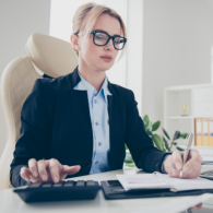 woman calculating